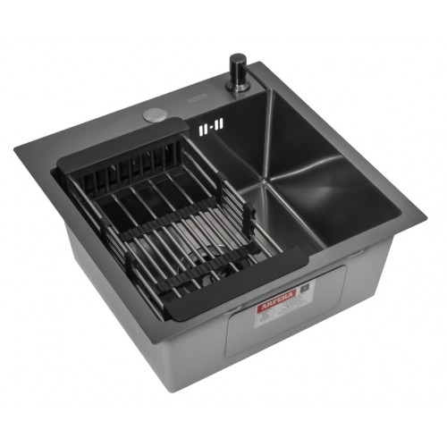 Кухонная мойка ARFEKA ECO AR 45x45 N+CL AR+DS AR (Black Decor, с дозатором и коландером)