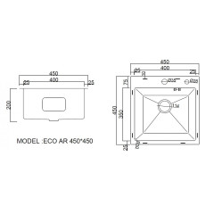 Кухонная мойка ARFEKA ECO AR 45х45 N+CL AR+DS AR (Black Decor Millet)