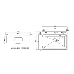 Кухонная мойка ARFEKA ECO AR 70х50+CL AR+DS AR (Gold Decor)