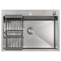 Кухонная мойка ARFEKA ECO AR 70х50+CL AR+DS AR (Satin Decor Millet Grains)