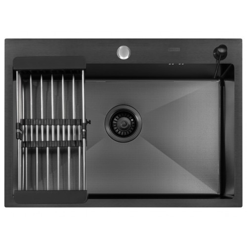 Кухонная мойка ARFEKA ECO AR 70х50+CL AR+DS AR (Black Decor Millet Grains)