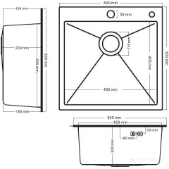 Кухонная мойка Schtoff Best Decor Silver 5050 + коландер KR-1 Grey + дозатор SD-1 SILVER