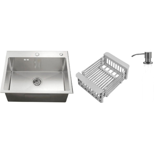 Кухонная мойка Schtoff Best Silver 6050 + коландер KR-1 GREY + дозатор SD-1 GREY