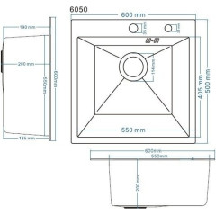 Кухонная мойка Schtoff Best Silver 6050 + коландер KR-1 GREY + дозатор SD-1 GREY