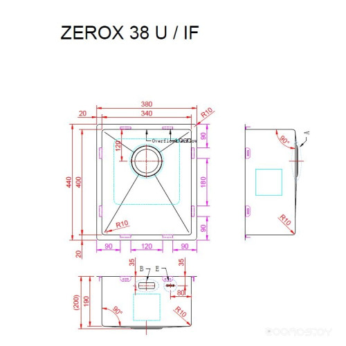 Кухонная мойка Zorg Zerox 38 U / IF PVD GOLD