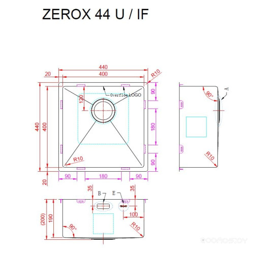 Кухонная мойка Zorg Zerox 44 U / IF ZURINOX PVD GUNBLACK