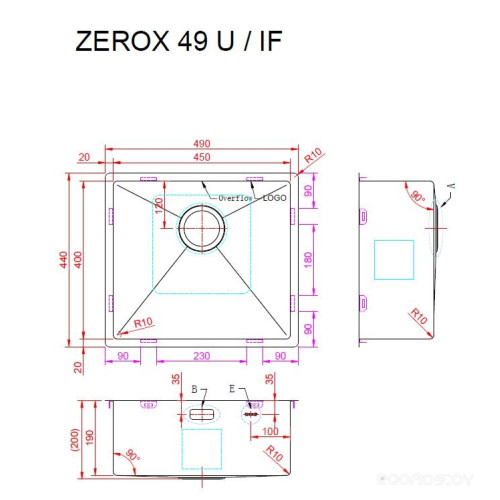 Кухонная мойка Zorg Zerox 49 U / IF PVD GUNBLACK