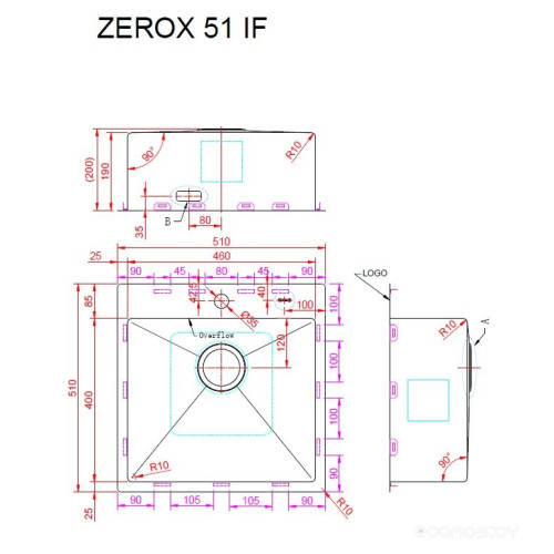 Кухонная мойка Zorg Zerox 51 IF PVD GOLD