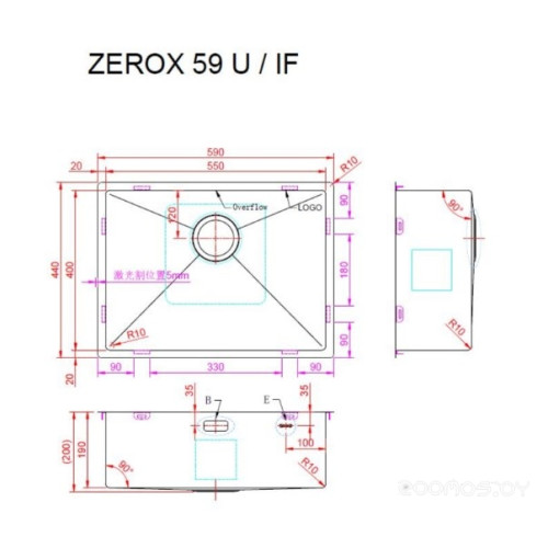 Кухонная мойка Zorg Zerox 59 U / IF PVD GUNBLACK