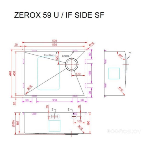 Кухонная мойка Zorg Zerox 59 U / IF SIDE SF PVD GOLD