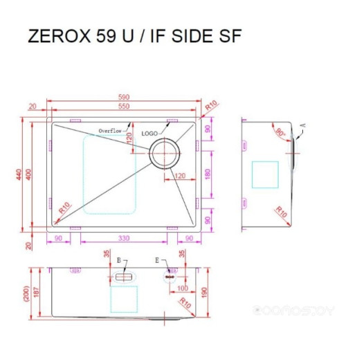 Кухонная мойка Zorg Zerox 59 U / IF SIDE SF STEEL
