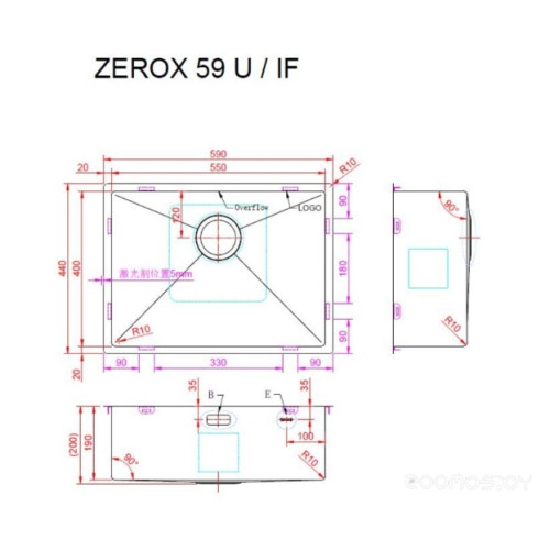 Кухонная мойка Zorg Zerox 59 U / IF ZURINOX PVD GUNBLACK