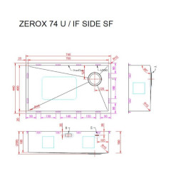 Кухонная мойка Zorg Zerox 74 U / IF SIDE SF PVD GUNBLACK