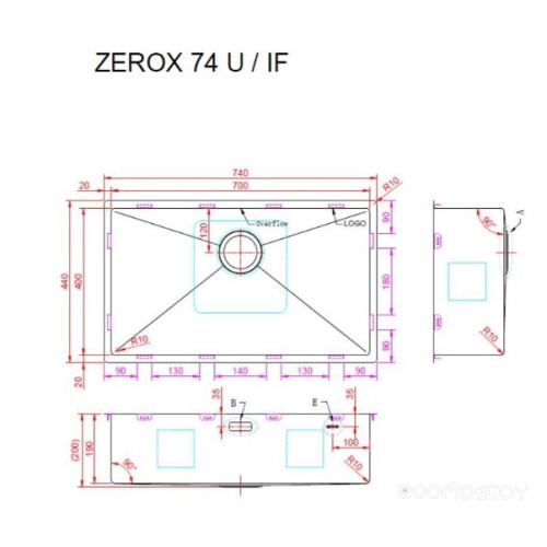 Кухонная мойка Zorg Zerox 74 U / IF ZURINOX STEEL