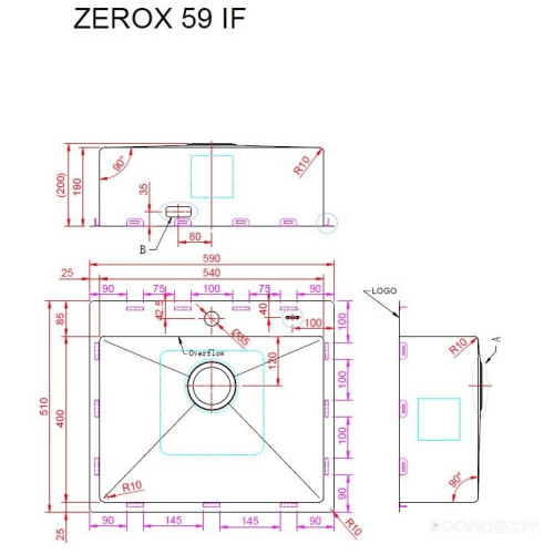 Кухонная мойка Zorg Zerox 59 IF PVD GUNBLACK