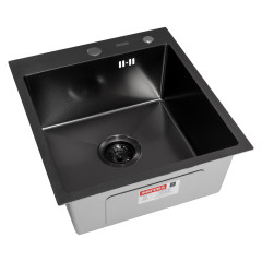 Кухонная мойка ARFEKA ECO AR 450*500 BLACK PVD NANO DECOR VOLCANIC ROCK