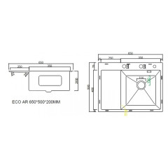 Кухонная мойка ARFEKA ECO AR 650*500 R POP-UP SATIN