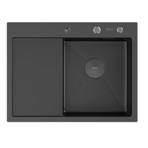 Кухонная мойка ARFEKA ECO AR 650*500 R POP-UP BLACK PVD NANO