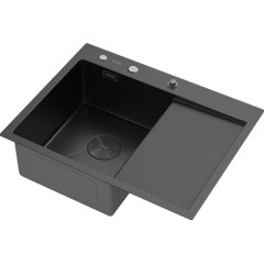 Кухонная мойка ARFEKA ECO AR 650*500 L POP-UP BLACK PVD NANO