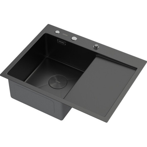 Кухонная мойка ARFEKA ECO AR 650*500 L POP-UP BLACK PVD NANO