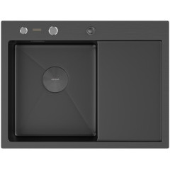 Кухонная мойка ARFEKA ECO AR 650*500 L POP-UP BLACK PVD NANO