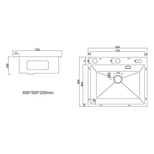 Кухонная мойка ARFEKA Eco AR 600*500 POP-UP SATIN
