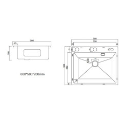 Кухонная мойка ARFEKA Eco AR 600*500 POP-UP GOLD PVD NANO