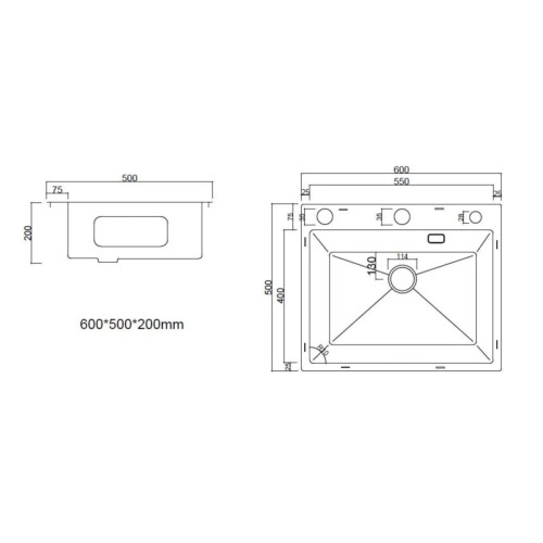 Кухонная мойка ARFEKA Eco AR 600*500 POP-UP BLACK PVD NANO