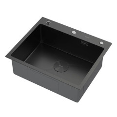 Кухонная мойка ARFEKA Eco AR 600*500 POP-UP BLACK PVD NANO