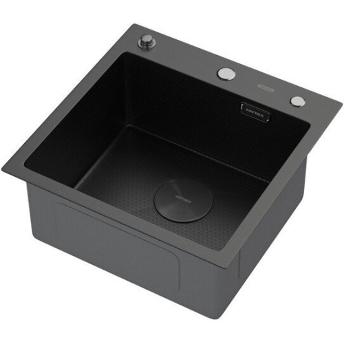 Кухонная мойка ARFEKA ECO AR 450*450 POP-UP BLACK PVD NANO DECOR (настольная)