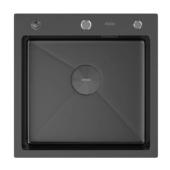 Кухонная мойка ARFEKA Eco AR 500*500 POP-UP BLACK PVD NANO DECOR VOLCANIC ROCK