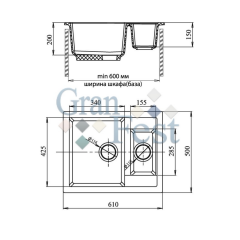 Кухонная мойка GranFest Quadro GF-Q610K