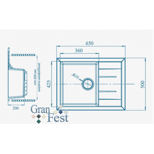 Кухонная мойка GranFest Quadro GF-Q650L