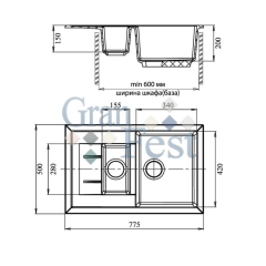 Кухонная мойка GranFest Quadro GF-Q775KL