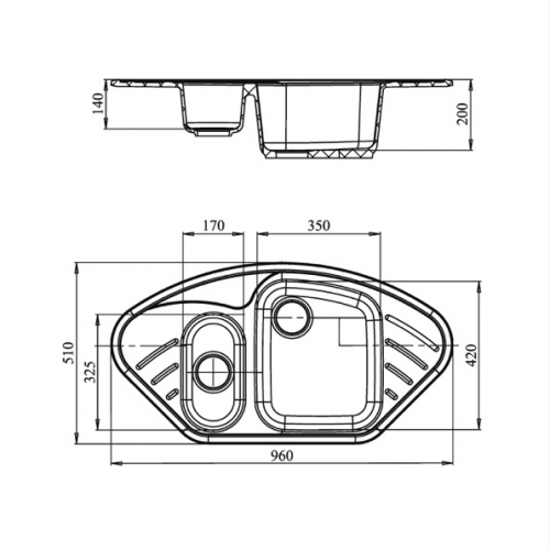 Кухонная мойка GranFest Corner GF-C960E