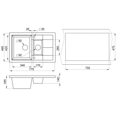 Кухонная мойка Granula 7802 (Пирит)