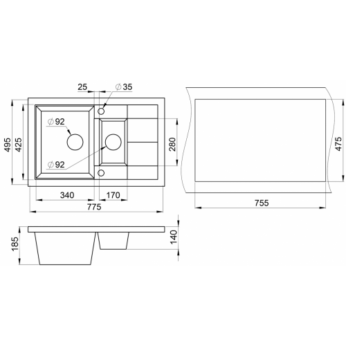 Кухонная мойка Granula 7802 (Пирит)