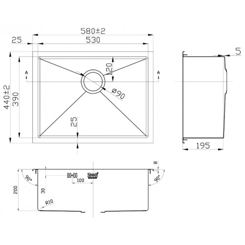 Кухонная мойка Zorg INOX RX-5844