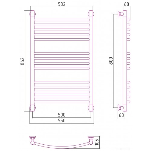Полотенцесушитель Сунержа Богема+ выгнутая 800х500 31-0221-8050