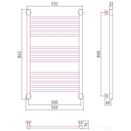 Полотенцесушитель Сунержа Богема+ прямая 800х500 020-0220-8050