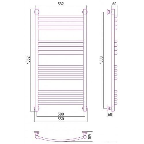 Полотенцесушитель Сунержа Богема+ выгнутая 1000х500 020-0221-1050
