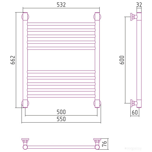 Полотенцесушитель Сунержа Богема+ прямая 600х500 020-0220-6050