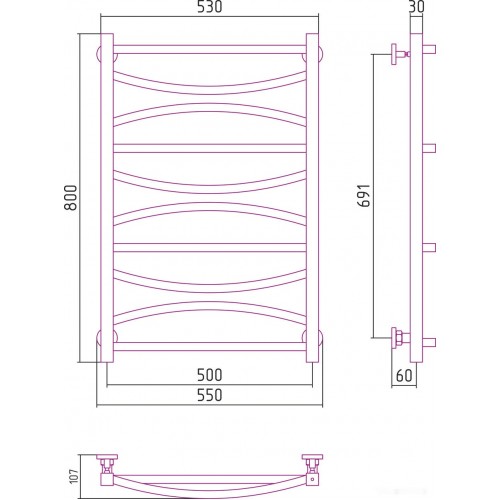 Полотенцесушитель Сунержа Ажур 800x500 00-0255-8050