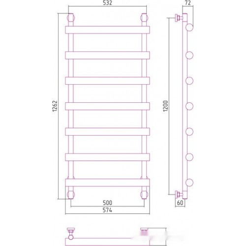 Полотенцесушитель Сунержа Атлант 1200x500 00-0226-1250