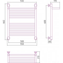 Полотенцесушитель Сунержа Богема с полкой+ 600x500 00-0223-6050