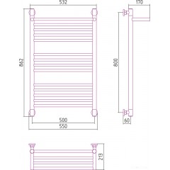 Полотенцесушитель Сунержа Богема с полкой+ 800x500 00-0223-8050