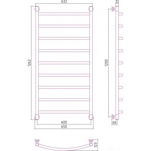 Полотенцесушитель Сунержа Галант+ 1200x600 00-0200-1260