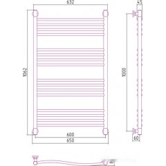 Полотенцесушитель Сунержа Флюид+ 1000x600 00-0222-1060