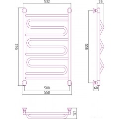 Полотенцесушитель Сунержа Элегия+ 800x500 00-0205-8050