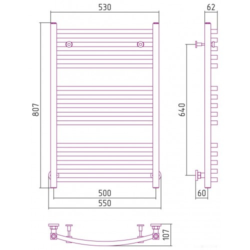Полотенцесушитель Сунержа Аркус 800х500 071-0251-8050